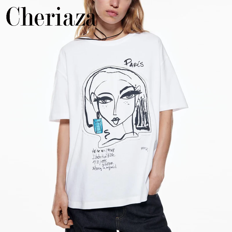 2022New Spring Summer Women's White Front Printed T-shirt Casual Fashion Contrast color Round neck Short sleeves Female Tops
2022New Spring Summer Women's White Front Printed T-shirt Casual Fashion Contrast color Round neck Short sleeves Female Tops