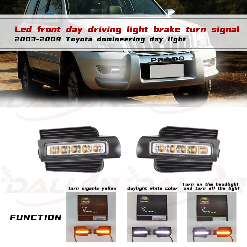 LED Daytime Running Light for Toyota Prado 120 LC120 GRJ120 Land cruiser 2003-2009 Fog lamp Bumper light with siganls Dimming
LED Daytime Running Light for Toyota Prado 120 LC120 GRJ120 Land cruiser 2003-2009 Fog lamp Bumper light with siganls Dimming