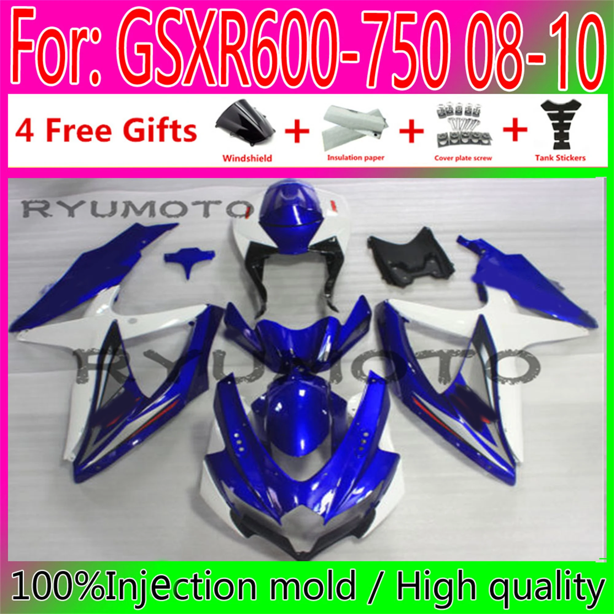 Motorcycle Injection Mold Fairings For Suzuki GSvXR600 GSXR750 2008 2009 2010 K8 K9 GSXR 600 750 08 09 10 Fairing blue white
Motorcycle Injection Mold Fairings For Suzuki GSvXR600 GSXR750 2008 2009 2010 K8 K9 GSXR 600 750 08 09 10 Fairing blue white