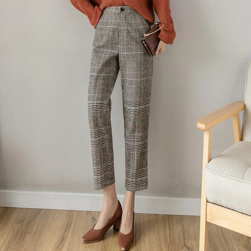 LY VAREY LIN Autumn Winter Pants Women Woolen Harun Pants Retro Plaid Elastic High Waist Radish Suit Office Lady Pants
LY VAREY LIN Autumn Winter Pants Women Woolen Harun Pants Retro Plaid Elastic High Waist Radish Suit Office Lady Pants