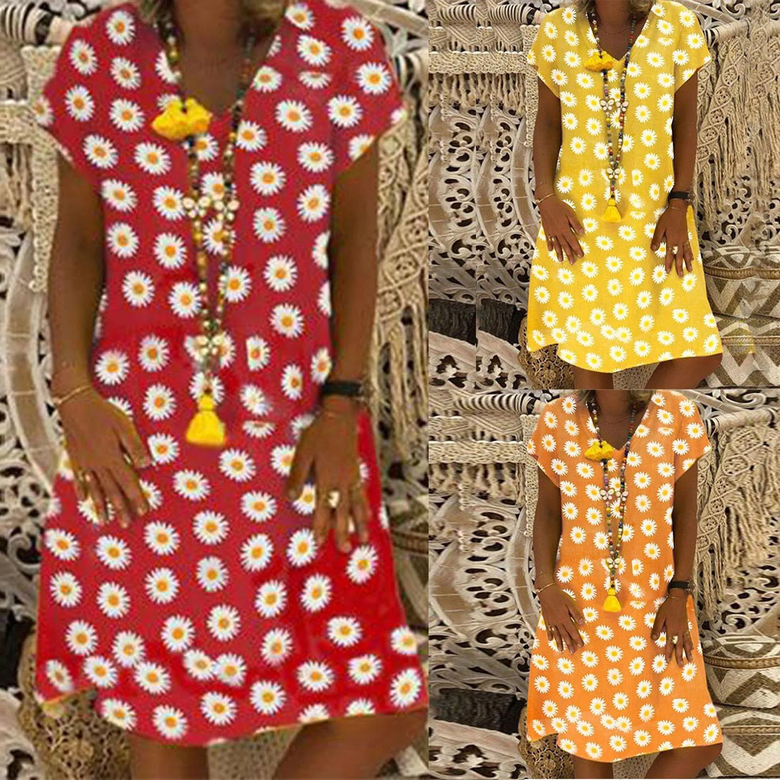 Short Daisy Sleeve Loose Casual Printed Women Dress Knee-Length V-Neck Size Women's Dress Dress for Women Shoulder
Short Daisy Sleeve Loose Casual Printed Women Dress Knee-Length V-Neck Size Women's Dress Dress for Women Shoulder