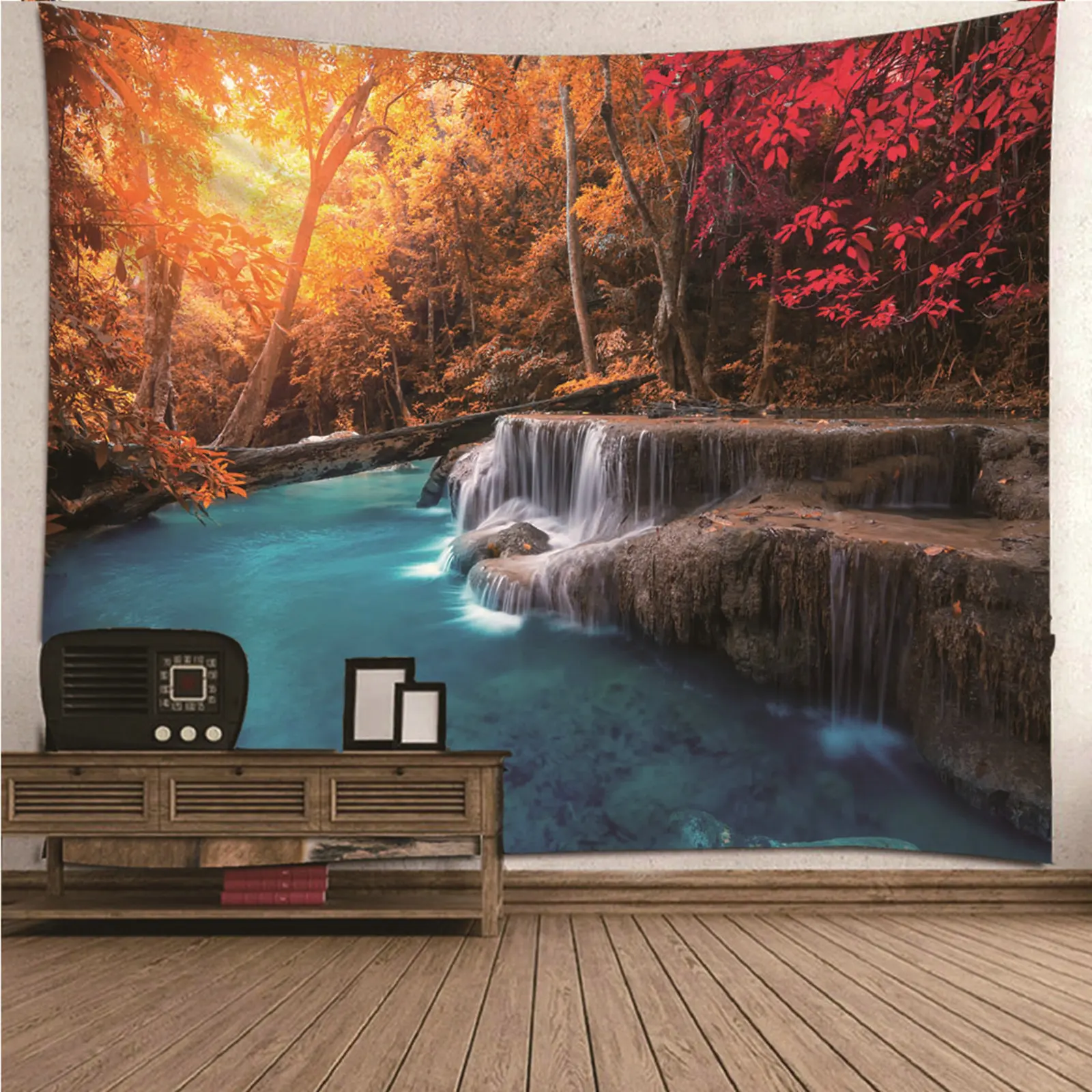 

Home Decor Modern Large Tapestry Wall Hanging natural scenery Maple Forest Waterfall Wall Hanging Blanket Dorm Art Decor