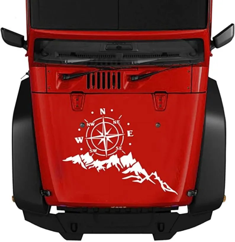 Compass with Mountain Car Body Stickers, Waterproof Vinyl Hood Decal Auto Graphics Truck Decals, for Jeep Wrangler SUV Ford Suba
Compass with Mountain Car Body Stickers, Waterproof Vinyl Hood Decal Auto Graphics Truck Decals, for Jeep Wrangler SUV Ford Suba