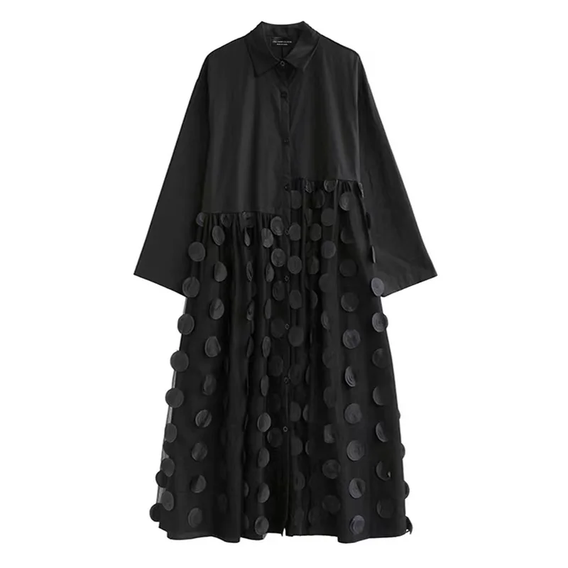 SuperAen 2022 Summer New Mesh Dot Turn Down Collar Shirt Full A-LINE Casual Dresses for Women
SuperAen 2022 Summer New Mesh Dot Turn Down Collar Shirt Full A-LINE Casual Dresses for Women