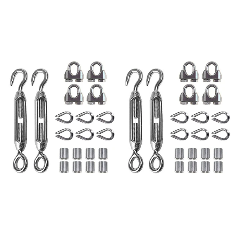 40Pcs Heavy Duty Wire Rope Tension Kits Turnbuckle 1/8 Inch Wire Rope Cable Clip/Clamp Thimble Wire Rope Aluminum Sleeve
40Pcs Heavy Duty Wire Rope Tension Kits Turnbuckle 1/8 Inch Wire Rope Cable Clip/Clamp Thimble Wire Rope Aluminum Sleeve