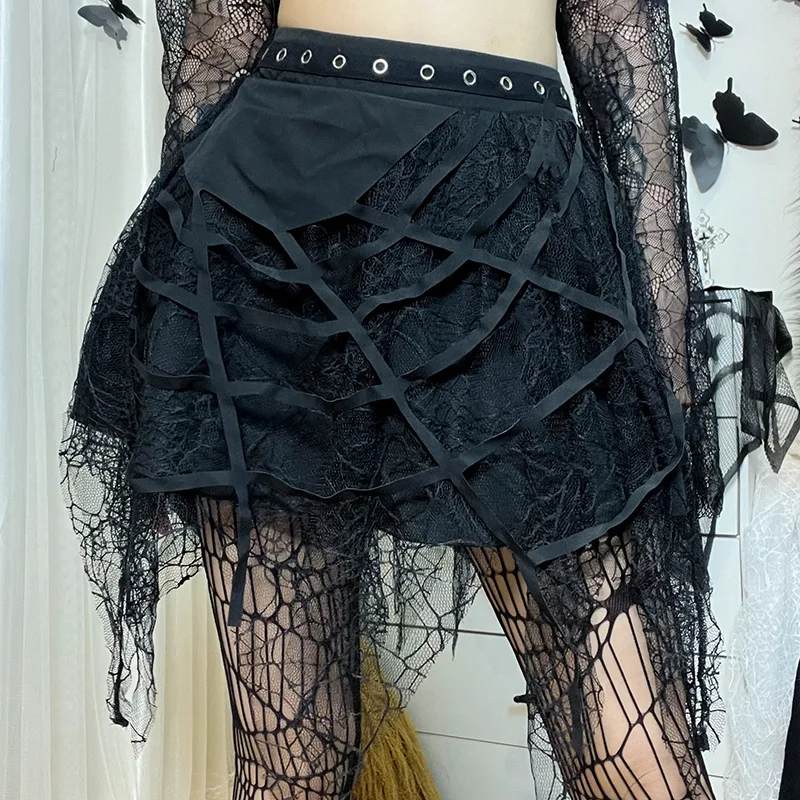 Bandage Mall Gothic Lace Patchwork Mini Skirts Grunge Punk A-line Black Sexy Skirt E-girl High Waist Summer Streetwear 
Bandage Mall Gothic Lace Patchwork Mini Skirts Grunge Punk A-line Black Sexy Skirt E-girl High Waist Summer Streetwear