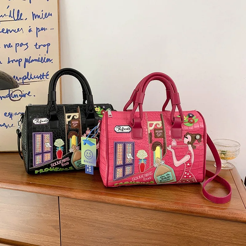 European and American embroidered three-dimensional women's bag new large capacity shoulder bag Boston bag trendy crossbody bag
European and American embroidered three-dimensional women's bag new large capacity shoulder bag Boston bag trendy crossbody bag