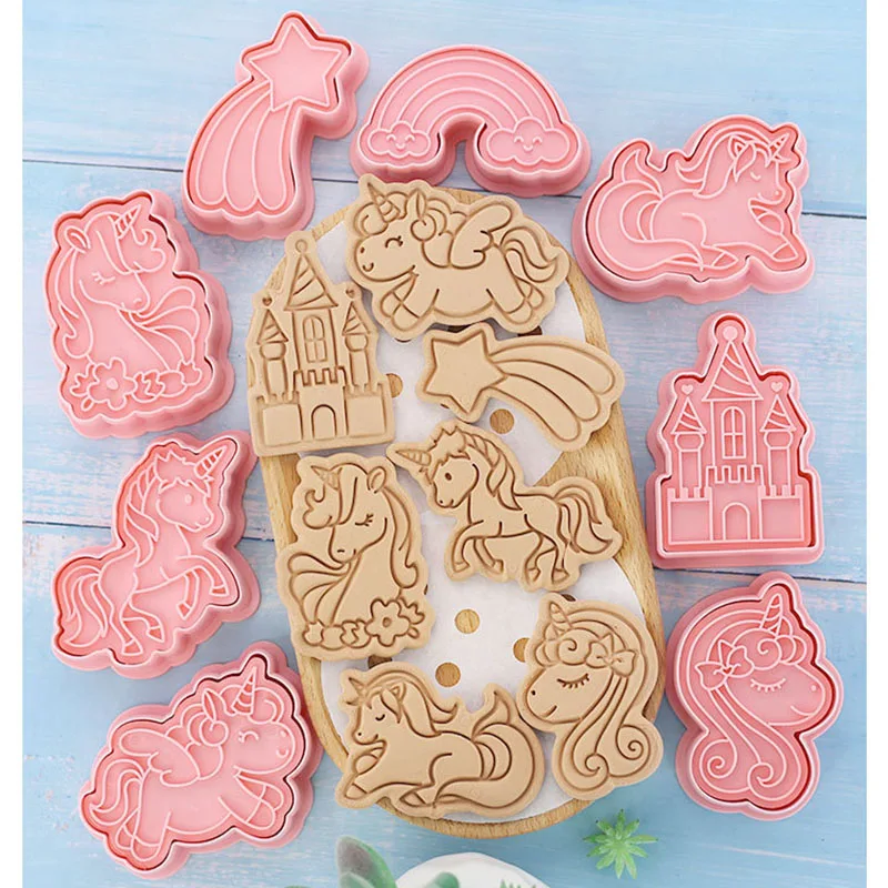 8Pcs/set Cartoon Unicorn Cookie Cutters Plastic 3D Biscuit Mold Stamp Kitchen Baking Pastry Bakeware Tool Kitchen Accessories
8Pcs/set Cartoon Unicorn Cookie Cutters Plastic 3D Biscuit Mold Stamp Kitchen Baking Pastry Bakeware Tool Kitchen Accessories