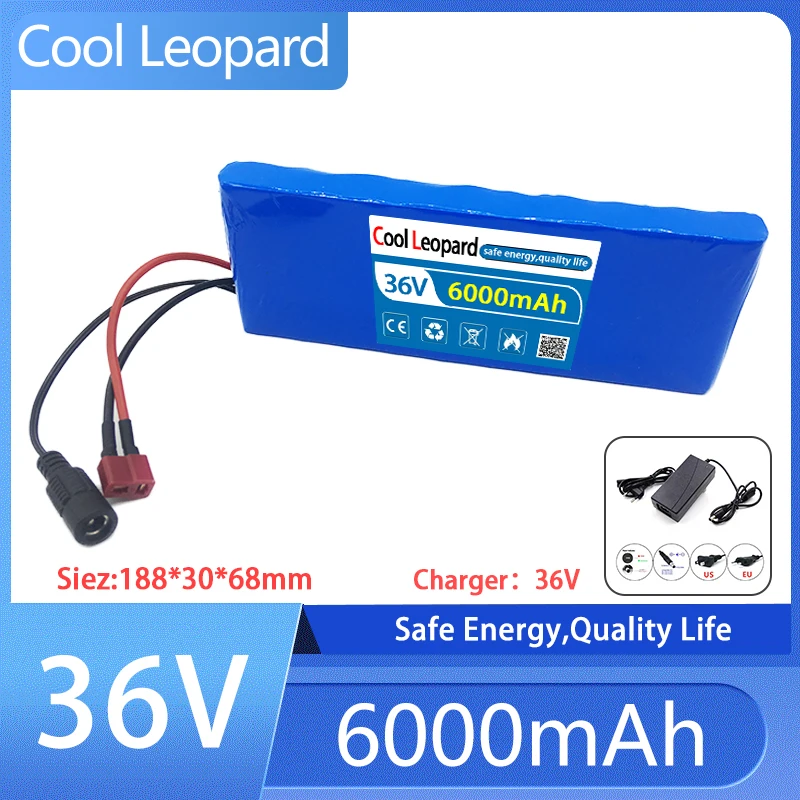 Cool Leopard 36V 10s1p Lithium Li-ion 6Ah 18650 Battery Pack Rechargeable 6000mAh For Ebike Electric Scooter Replacement Part
Cool Leopard 36V 10s1p Lithium Li-ion 6Ah 18650 Battery Pack Rechargeable 6000mAh For Ebike Electric Scooter Replacement Part
