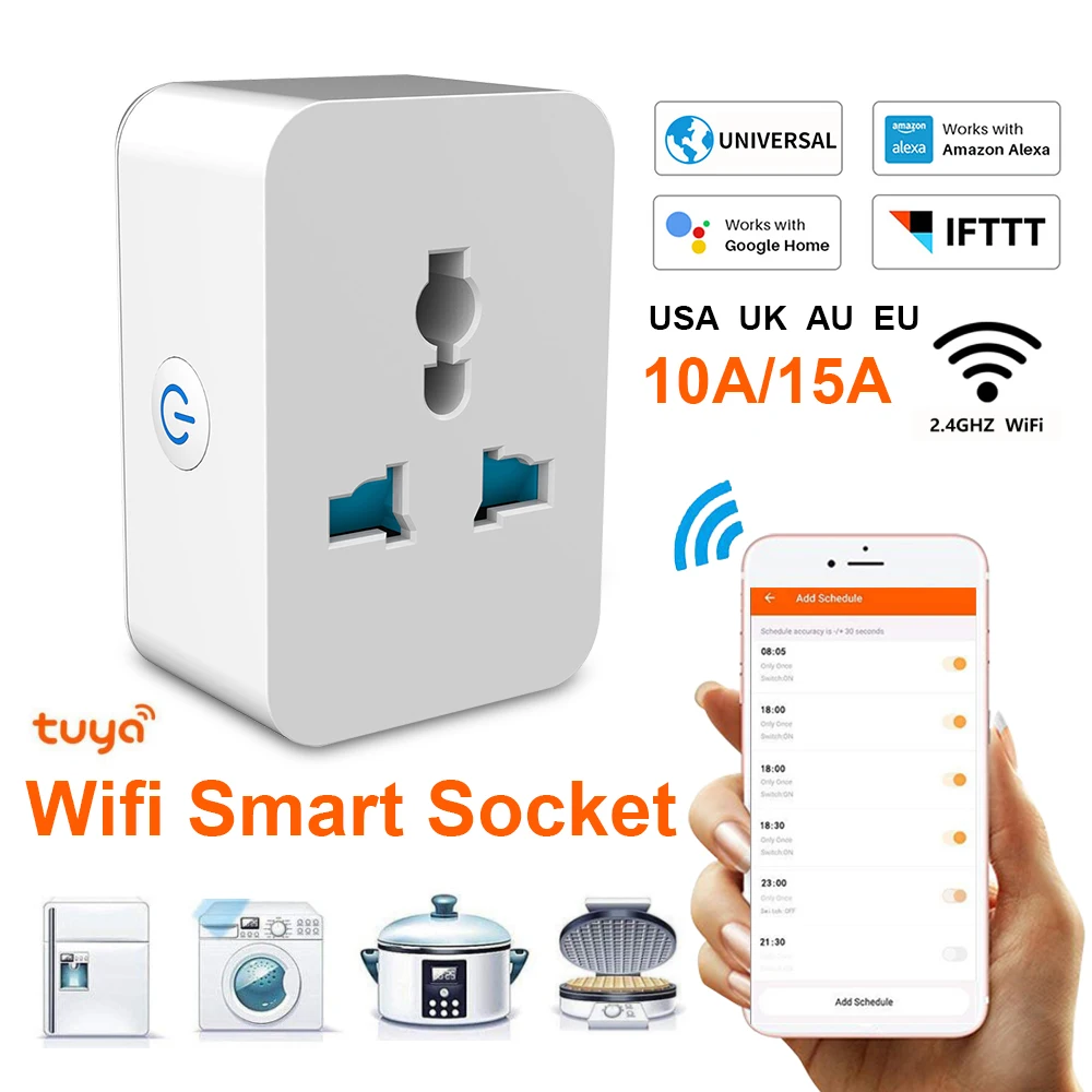 15A Smart Wifi Power Plug with Power Monitor Smart Home Wifi Wireless Socket Outlet Works with Alexa Google Home Tuya App
15A Smart Wifi Power Plug with Power Monitor Smart Home Wifi Wireless Socket Outlet Works with Alexa Google Home Tuya App