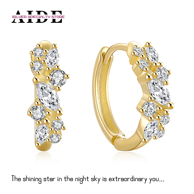 AIDE New 925 Sterling Silver Cluster Crystal Zircon Hoop Earrings For Women Pendiente Pierced Earrings Jewelry Gift Brincos Aros
AIDE New 925 Sterling Silver Cluster Crystal Zircon Hoop Earrings For Women Pendiente Pierced Earrings Jewelry Gift Brincos Aros