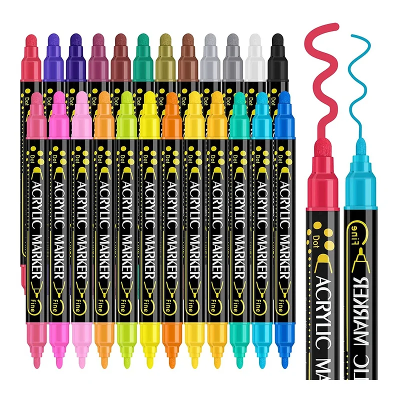 Double Ended Acrylic Paint Pen Markers 24 Colors , Acrylic Paint Pens,DIY Crafts Making Art Supplies
Double Ended Acrylic Paint Pen Markers 24 Colors , Acrylic Paint Pens,DIY Crafts Making Art Supplies