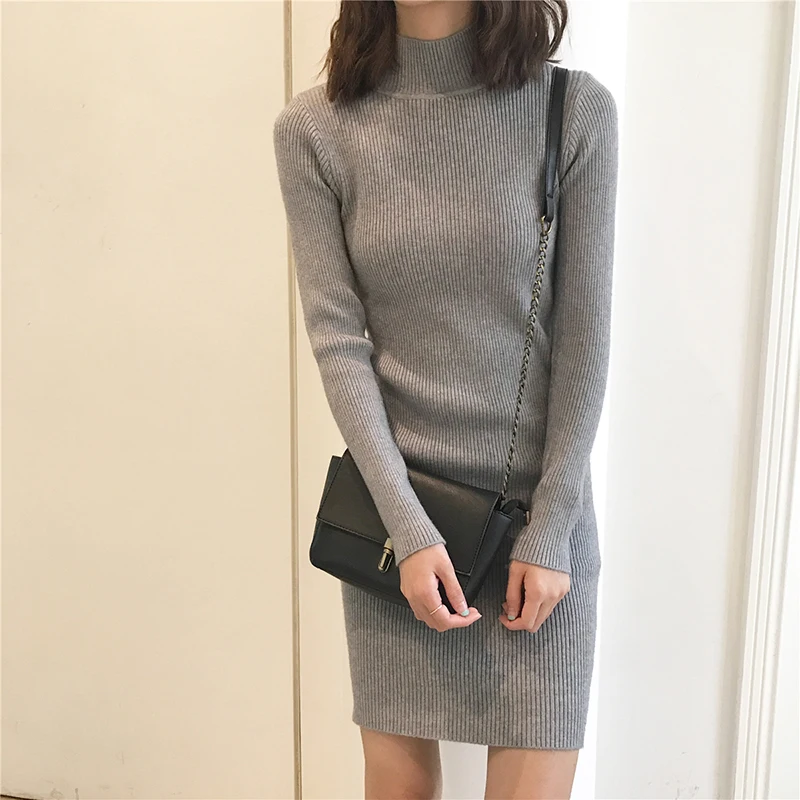 Women Mock Neck Solid Slim Sweater Dress Long Sleeve Knit Sexy Bodycon Dress Basic Knitwear Dress For Women 2023 Autumn
Women Mock Neck Solid Slim Sweater Dress Long Sleeve Knit Sexy Bodycon Dress Basic Knitwear Dress For Women 2023 Autumn