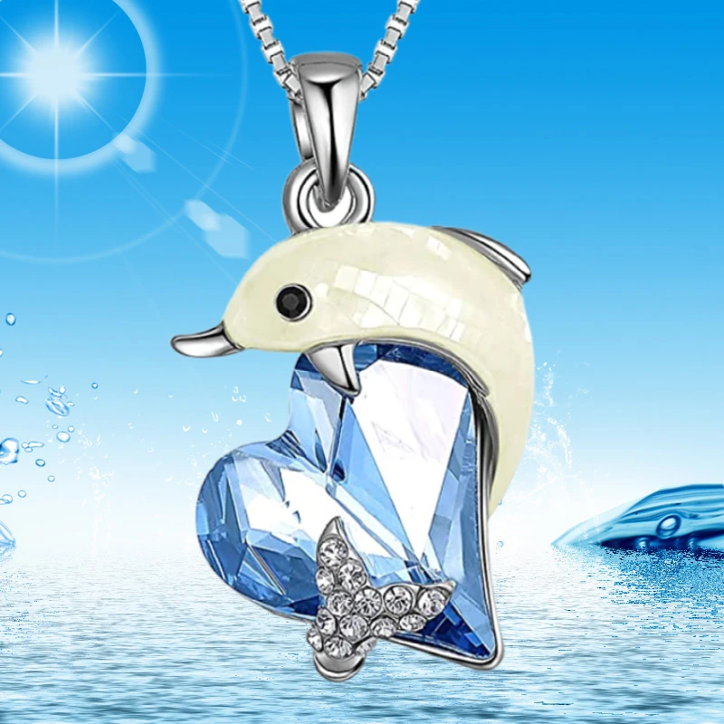 

Exquisite New Income Dolphin Pendant Necklace Ladies Unique Personality Jewelry Anniversary Birthday Ocean Gift