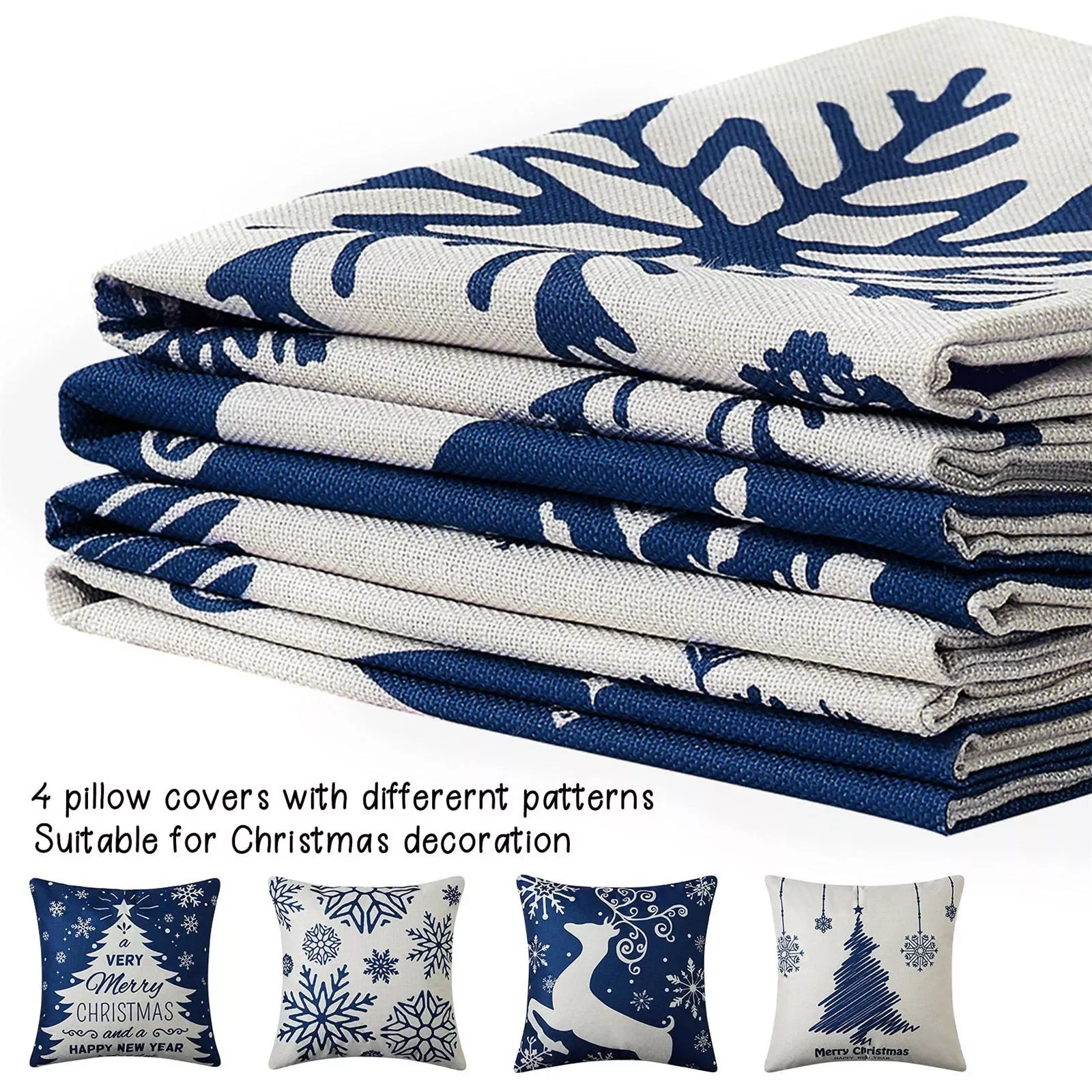 Deep Blue White Winter Christmas Pillowcase Xmas Ornaments Sofa Pillow Cover Merry Christmas Decor Home Car Cushion Cover
Deep Blue White Winter Christmas Pillowcase Xmas Ornaments Sofa Pillow Cover Merry Christmas Decor Home Car Cushion Cover