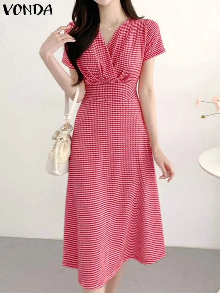VONDA Women Summer Dress 2023 Vintage Short Sleeve Plaid Party Sundress Bohemian Printed V Neck Elegant Waist Office Vestidos
VONDA Women Summer Dress 2023 Vintage Short Sleeve Plaid Party Sundress Bohemian Printed V Neck Elegant Waist Office Vestidos