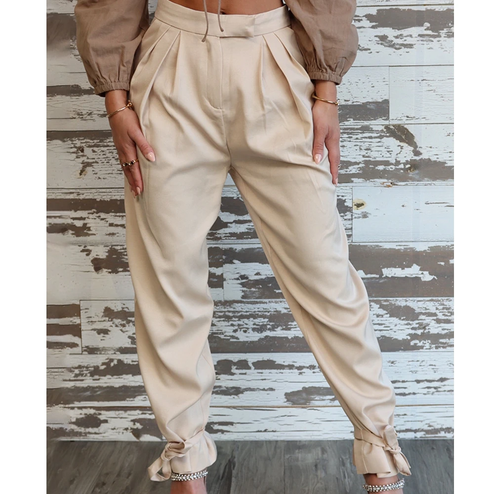 Wepbel Streetwear Ruched Pocket Design Cuffed Pants Beige Casual Pants Ankle Strap Trousers Women Fashion Loose Trousers
Wepbel Streetwear Ruched Pocket Design Cuffed Pants Beige Casual Pants Ankle Strap Trousers Women Fashion Loose Trousers