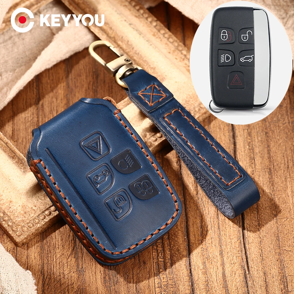 

Чехол KEYYOU для автомобильного ключа из натуральной кожи, чехол для Land Rover Range Rover LR2 LR4 для Jaguar F-Pace F-Type XE XF XJ XFJF