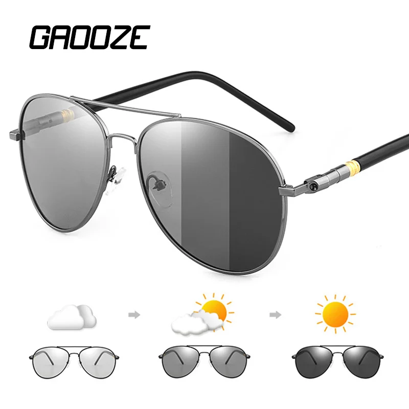 

GAOOZE 2022 Photochromic Car Driving Glasses Polarized Aviator Sunglasses Men Women Lenses Man Night Vision Goggles UV400 YJ121