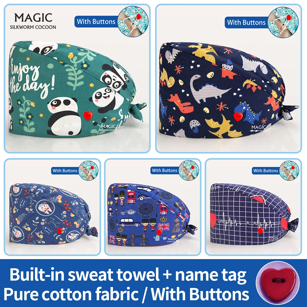Doctor Nurse Dentist Surgical Cap Cartoon Cotton Working Hat Operating Room Printing Caps Unisex Adjustable Health Care Cap/Hats
Doctor Nurse Dentist Surgical Cap Cartoon Cotton Working Hat Operating Room Printing Caps Unisex Adjustable Health Care Cap/Hats