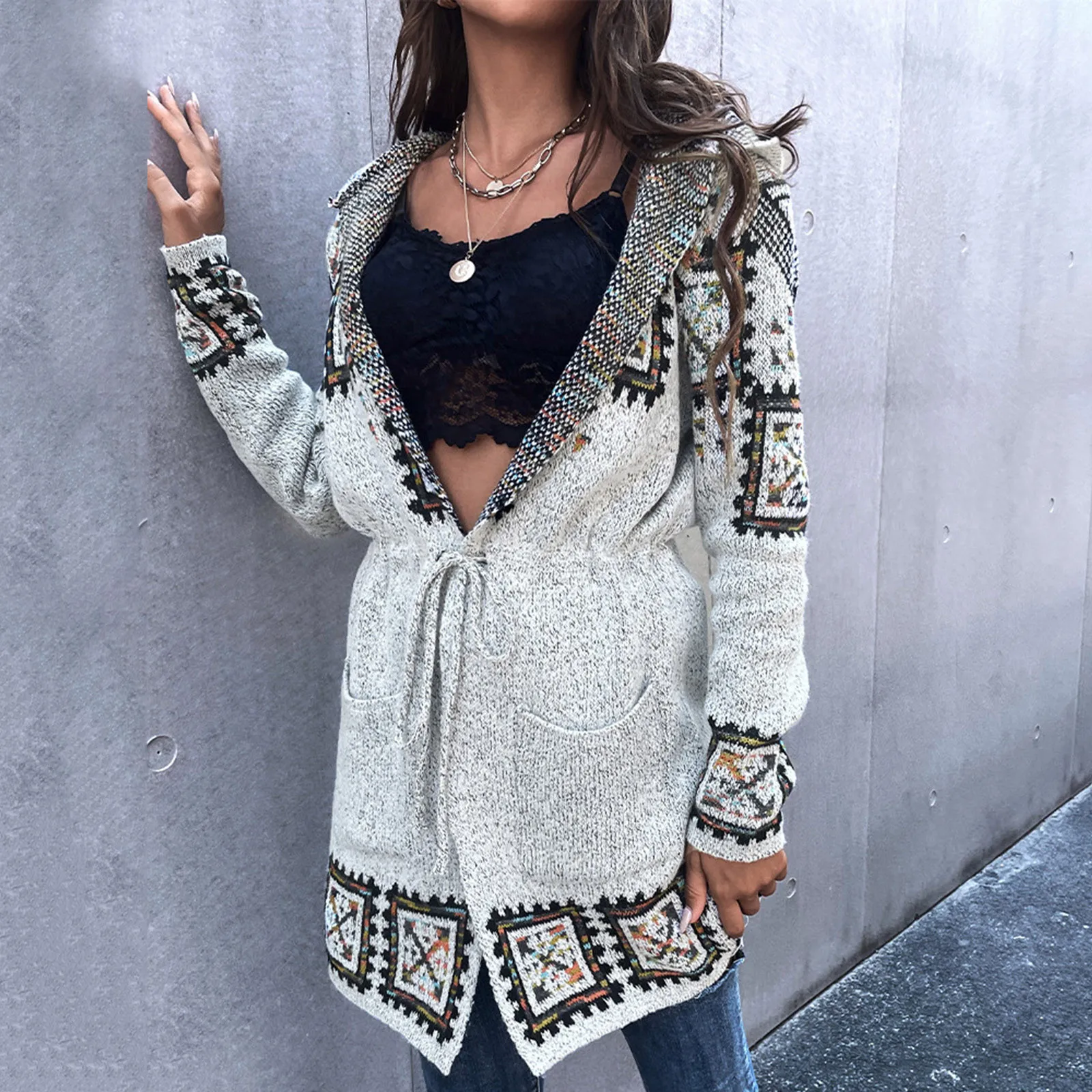 Women'S Autumn And Winter Classic Striped Printed Retro Ethnic Cardigan Casual Red Wrap Cardigan Tan Knitted Cardigan for Women
Women'S Autumn And Winter Classic Striped Printed Retro Ethnic Cardigan Casual Red Wrap Cardigan Tan Knitted Cardigan for Women
