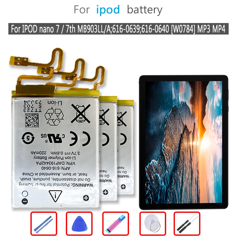 

616-0640 220mAh Battery For IPOD Nano 7 / 7th Nano7 MB903LL/A;616-0639;616-0640 [W0784] MP3 MP4