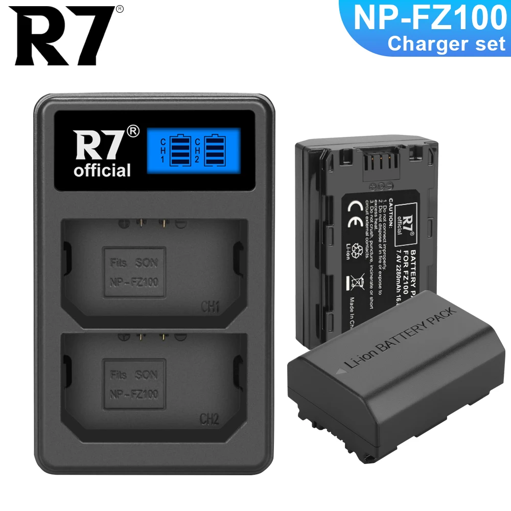 

Аккумулятор R7 NP-FZ100 NPFZ100 NP FZ100 2280 мАч + двойное зарядное устройство с ЖК-дисплеем для Sony NP-FZ100, BC-QZ1, Sony a9, a7R III, a7 III,A6600