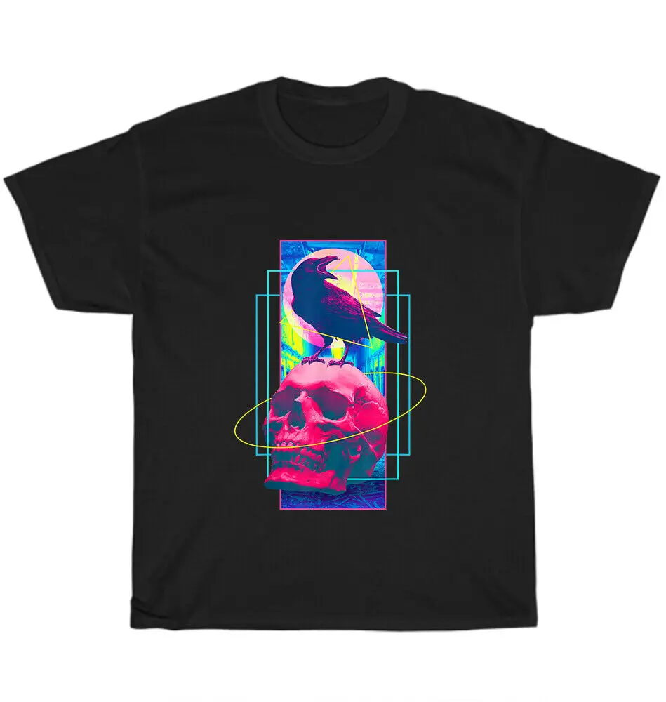 Футболки Vaporwave в стиле ретро с рисунком черепа вороны эстетическое искусство