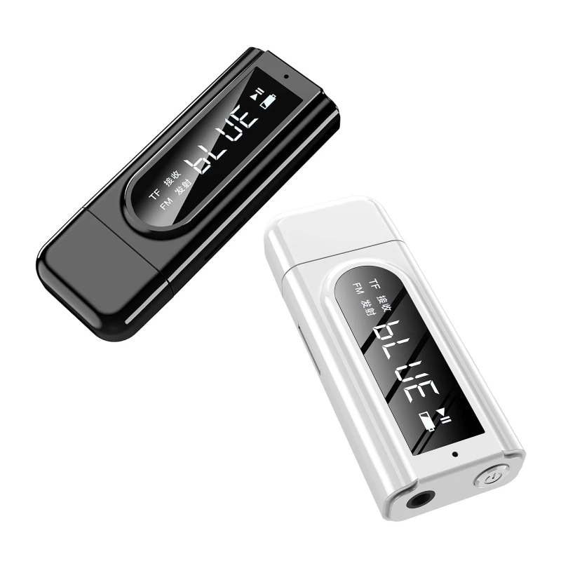 

2022 Новый USB BT5.0 беспроводной передатчик приемник мини стерео AUX + FM адаптер ЖК-дисплей для ТВ ПК Автомобильный TF ридер плеер