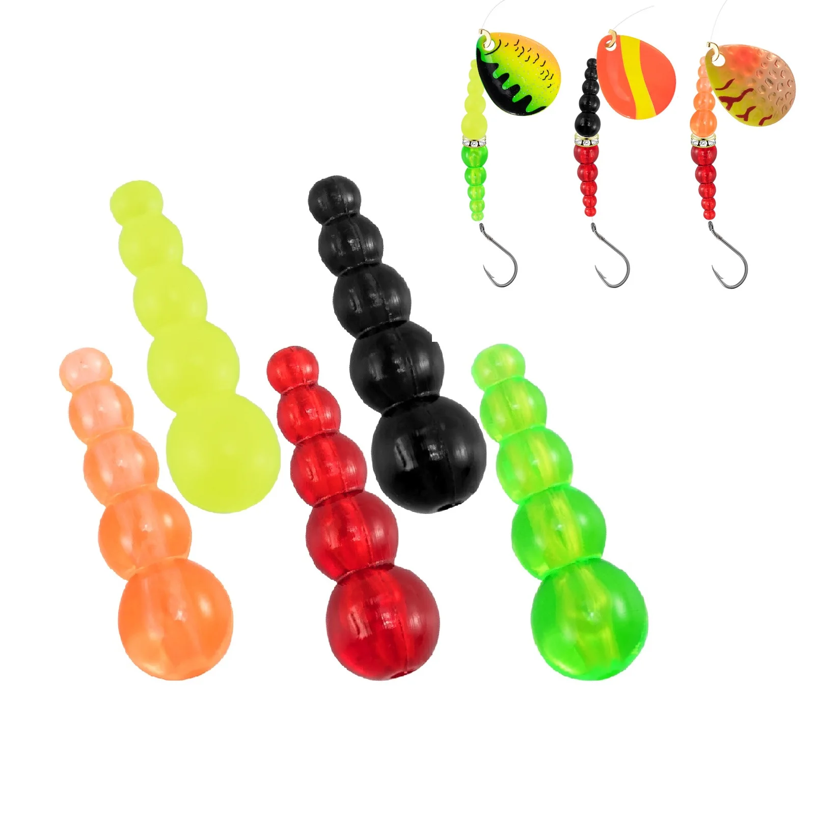 

50pcs Fishing Spinner Making Kit Stacked Beads Freshwater for Spinnerbait Walleye Rig Inline Spinner Trout Bass Crappies Perch