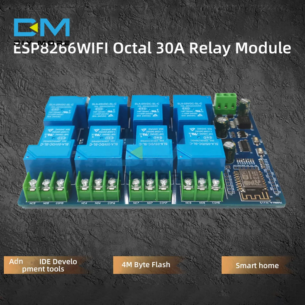 DC7-28/5V Power Supply ESP8266 WIFI 8 Channel 30A Relay Module ESP-12F Development Board
DC7-28/5V Power Supply ESP8266 WIFI 8 Channel 30A Relay Module ESP-12F Development Board