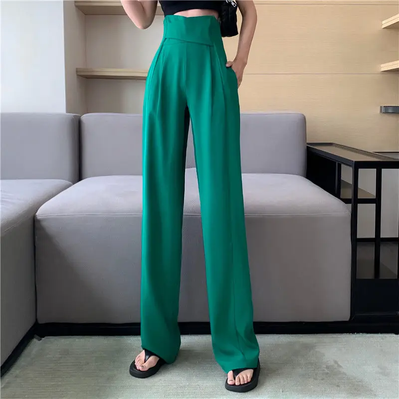 Summer Autumn Wide Leg Pants Women Elegant Office Ladies Black Trousers Full Length Suit High Waist Pants Pantalon Femme E86 
Summer Autumn Wide Leg Pants Women Elegant Office Ladies Black Trousers Full Length Suit High Waist Pants Pantalon Femme E86