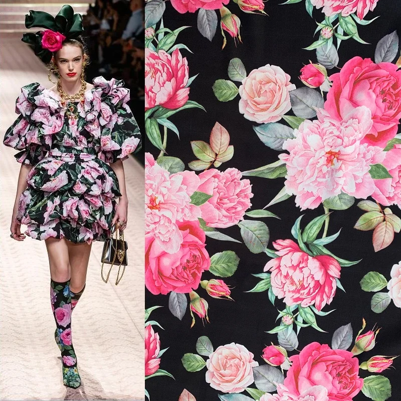 

Весна-лето Цветочный узор искусственный шелк стрейч Атлас одежда платье ткань с принтом шитье материал женская одежда