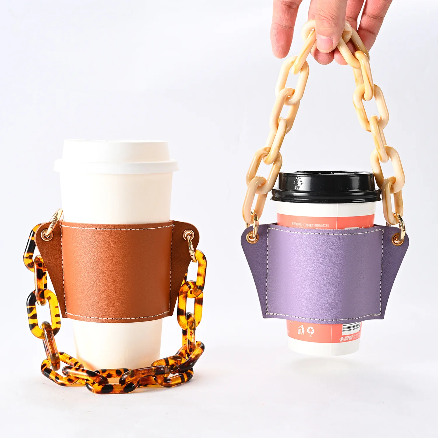 Acrylic Chain Portable Milk Tea Cup Cover Removable Portable Coffee Cup Leather Protective Cover
Acrylic Chain Portable Milk Tea Cup Cover Removable Portable Coffee Cup Leather Protective Cover