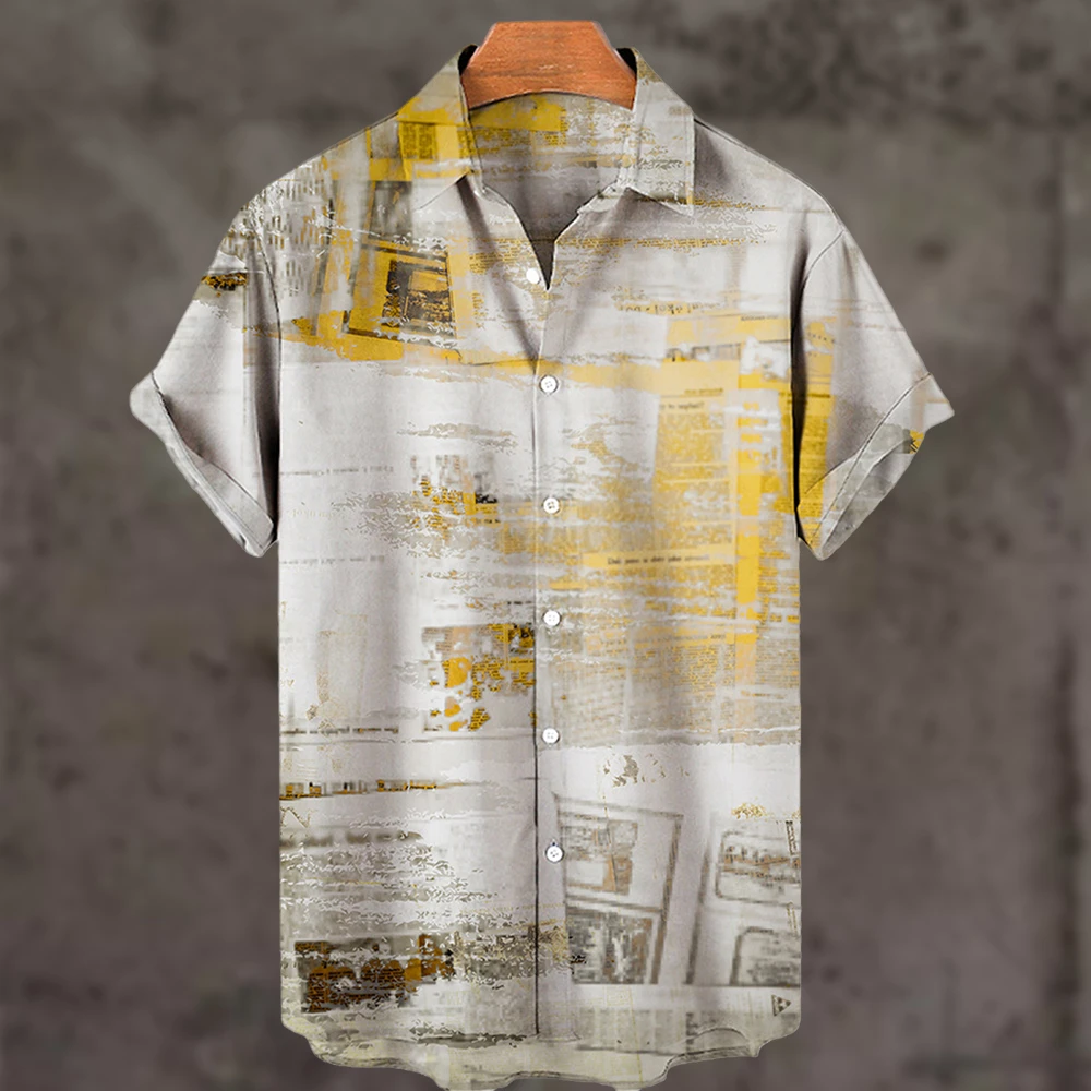Vintage Men'S Clothing Short-Sleeved Shirt Lapel Oversized 3d Printing Newspaper Pattern Casual Aesthetic Button Down Shirt
Vintage Men'S Clothing Short-Sleeved Shirt Lapel Oversized 3d Printing Newspaper Pattern Casual Aesthetic Button Down Shirt