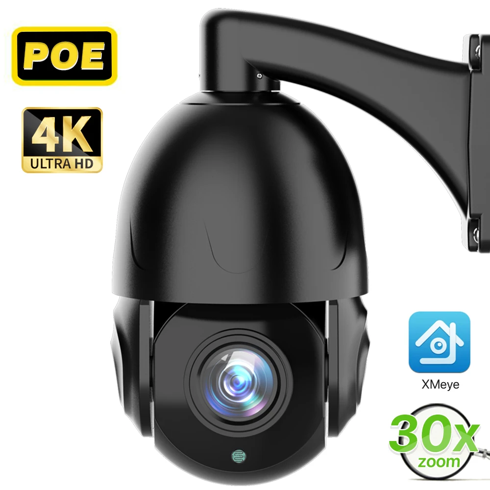 

8MP 4K HD POE PTZ Camera Outdoor 30X Zoom H.265 Speed Dome IP Camera Night Vision 100M CCTV Camera 2-Way Audio IP66 Waterproof
