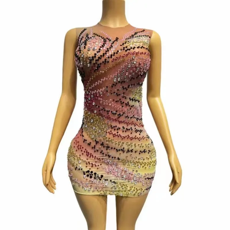 Handmade Colorful Beaded Sleeveless Skirt Summer Party Sexy Package Hip Short Skirt Actress Costume
Handmade Colorful Beaded Sleeveless Skirt Summer Party Sexy Package Hip Short Skirt Actress Costume