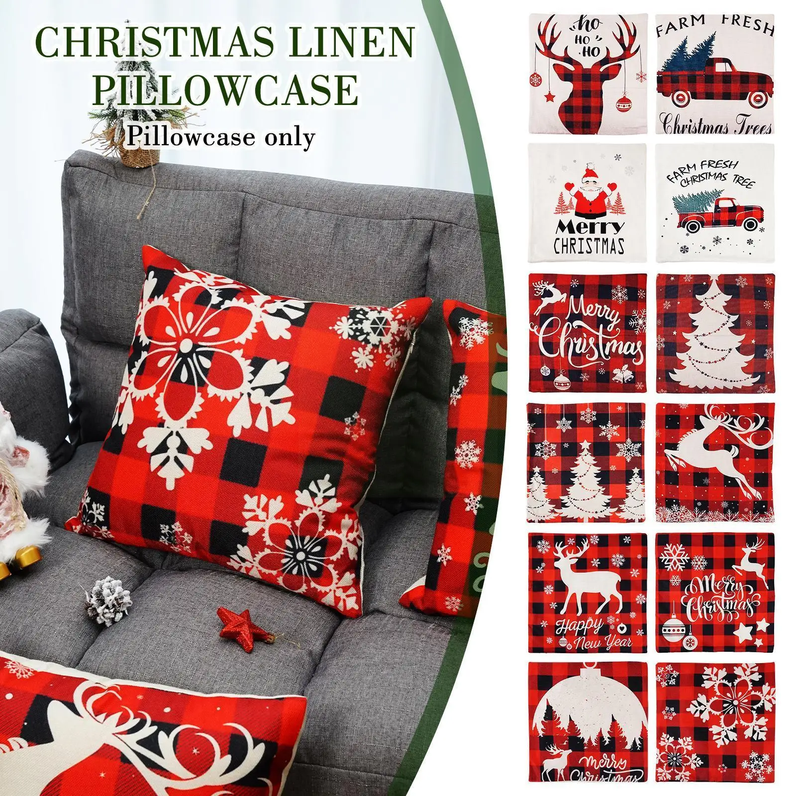 Christmas Cushion Cover Linen Single-sided Pillowcase Pillow Sofa Linen Cases Cotton Cushions Pillow Covers 45*45cm Home De P3s0
Christmas Cushion Cover Linen Single-sided Pillowcase Pillow Sofa Linen Cases Cotton Cushions Pillow Covers 45*45cm Home De P3s0