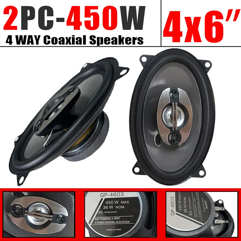 Пара Коаксиальных Автомобильных Динамиков Hi-Fi 4x6 Дюймов (2x450 Вт) 900 Вт, 4-полосные, С Полным Частотным Диапазоном
Пара Коаксиальных Автомобильных Динамиков Hi-Fi 4x6 Дюймов (2x450 Вт) 900 Вт, 4-полосные, С Полным Частотным Диапазоном