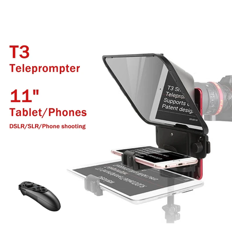 Bestview T3 Portable Teleprompter for 11" Tablet Smartphone DSLR Camera Shoot Video Interview Live Prompter with Remote Control
Bestview T3 Portable Teleprompter for 11" Tablet Smartphone DSLR Camera Shoot Video Interview Live Prompter with Remote Control