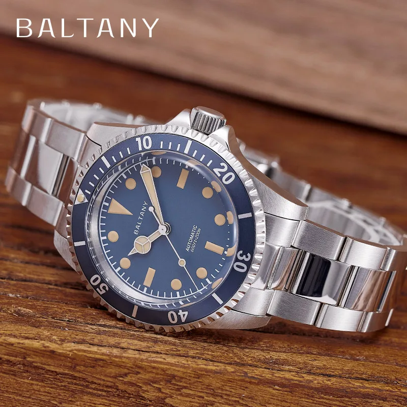 

Винтажные мужские часы для дайвинга Baltany, 39 мм, светящиеся автоматические механические Военные деловые спортивные часы, Водонепроницаемость 200 м