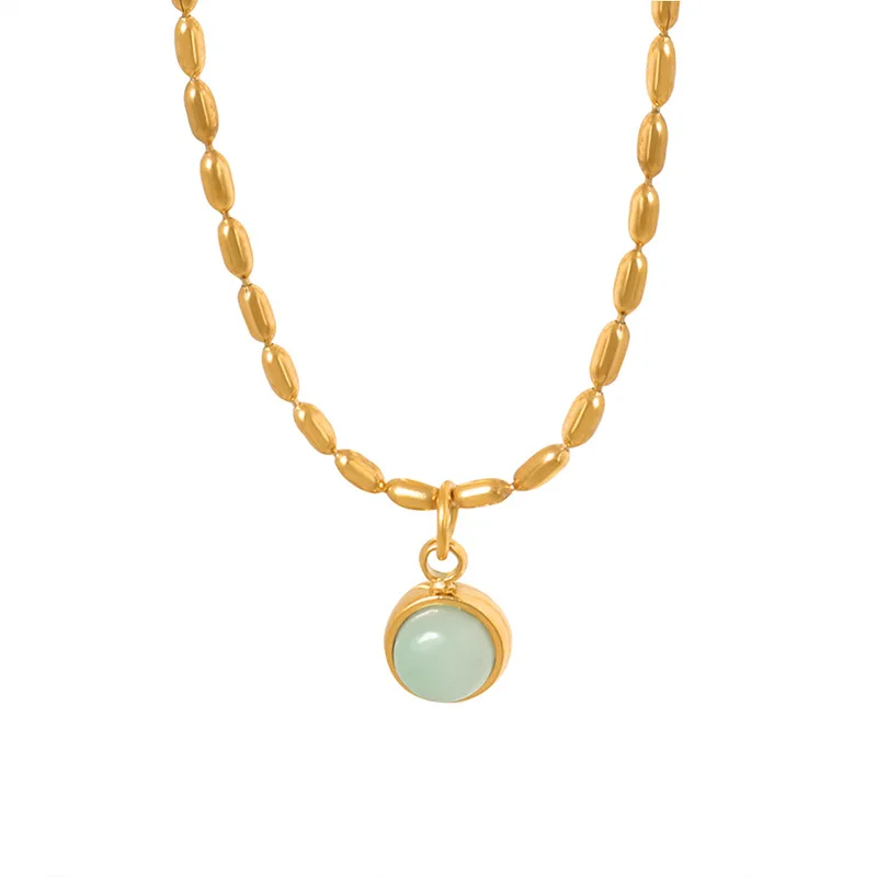 Waterproof Jewelry 18K Gold Plated Stainless Steel Bead Chain Link Green Aventurine Pendant Necklace 
Waterproof Jewelry 18K Gold Plated Stainless Steel Bead Chain Link Green Aventurine Pendant Necklace