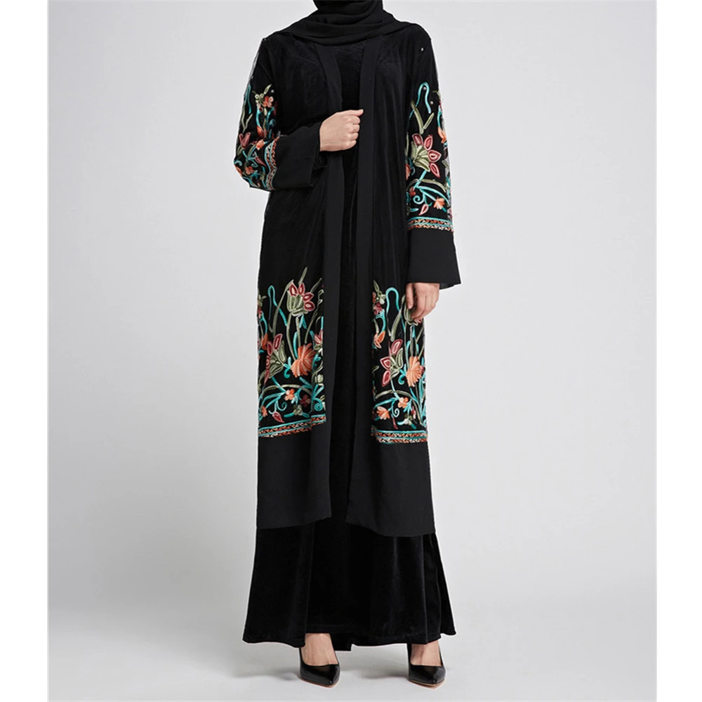 

Hot Sale Fashion Embroidery Muslim Abaya Turkish Robe Arab Kaften Arabic Islamic Clothing Abayas For Women Dubai 2023 Ramadan