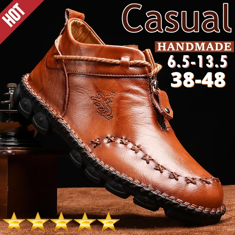 Casual Leather Boots for Men Genuine Cowhide Elegant Dress Shoes Flat Non Slip Ankle Boots Vintage Boho Round Toe Hiking Camping
Casual Leather Boots for Men Genuine Cowhide Elegant Dress Shoes Flat Non Slip Ankle Boots Vintage Boho Round Toe Hiking Camping