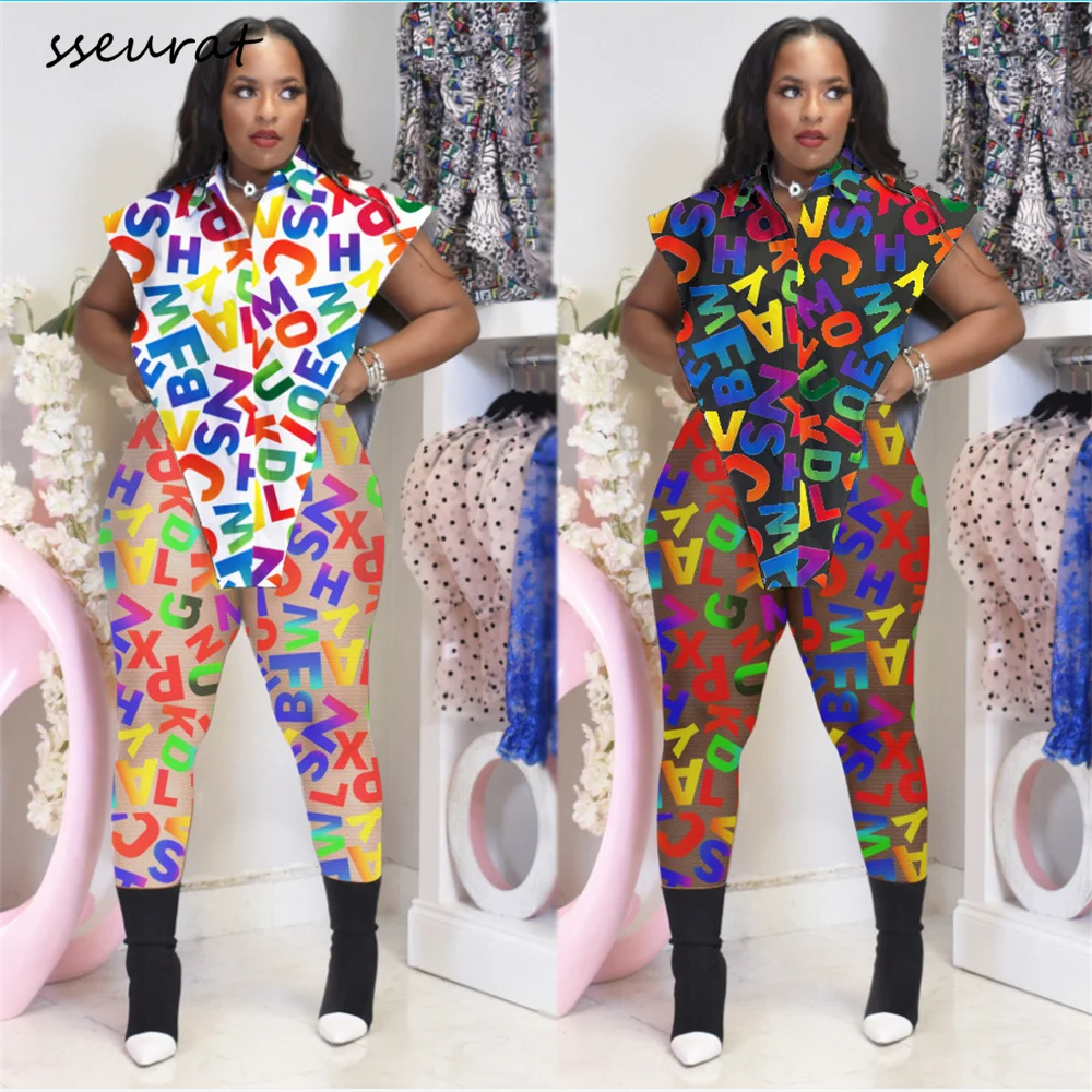 Женский комплект из двух предметов SSEURAT, Асимметричная рубашка без рукавов и брюки-леггинсы с буквенным принтом, сексуальный клубный костюм... 
Женский комплект из двух предметов SSEURAT, Асимметричная рубашка без рукавов и брюки-леггинсы с буквенным принтом, сексуальный клубный костюм...