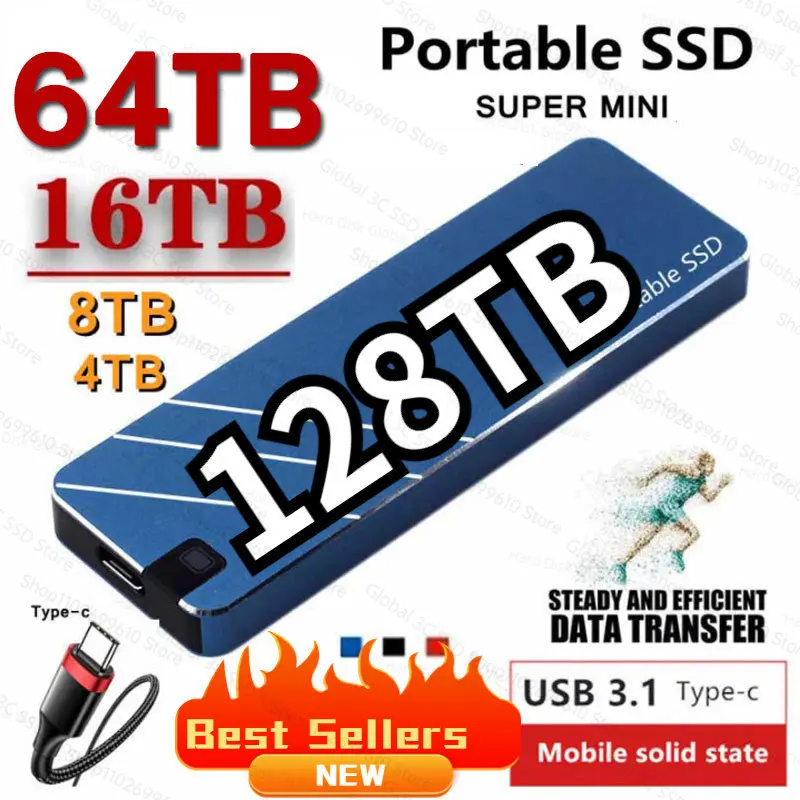2023 Mini Portable SSD Type-C/USB3.1 External Mobile Solid State Drive High Speed 128TB 8TB 16TB Hard Drive Laptop Hard Drive
2023 Mini Portable SSD Type-C/USB3.1 External Mobile Solid State Drive High Speed 128TB 8TB 16TB Hard Drive Laptop Hard Drive
