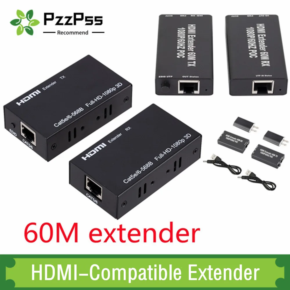 Удлинитель HDMI RJ45 4K удлинитель Cat5 60 м 120 аудио комплект Over Ethernet Cat6/5e для PS4 Apple TV ПК