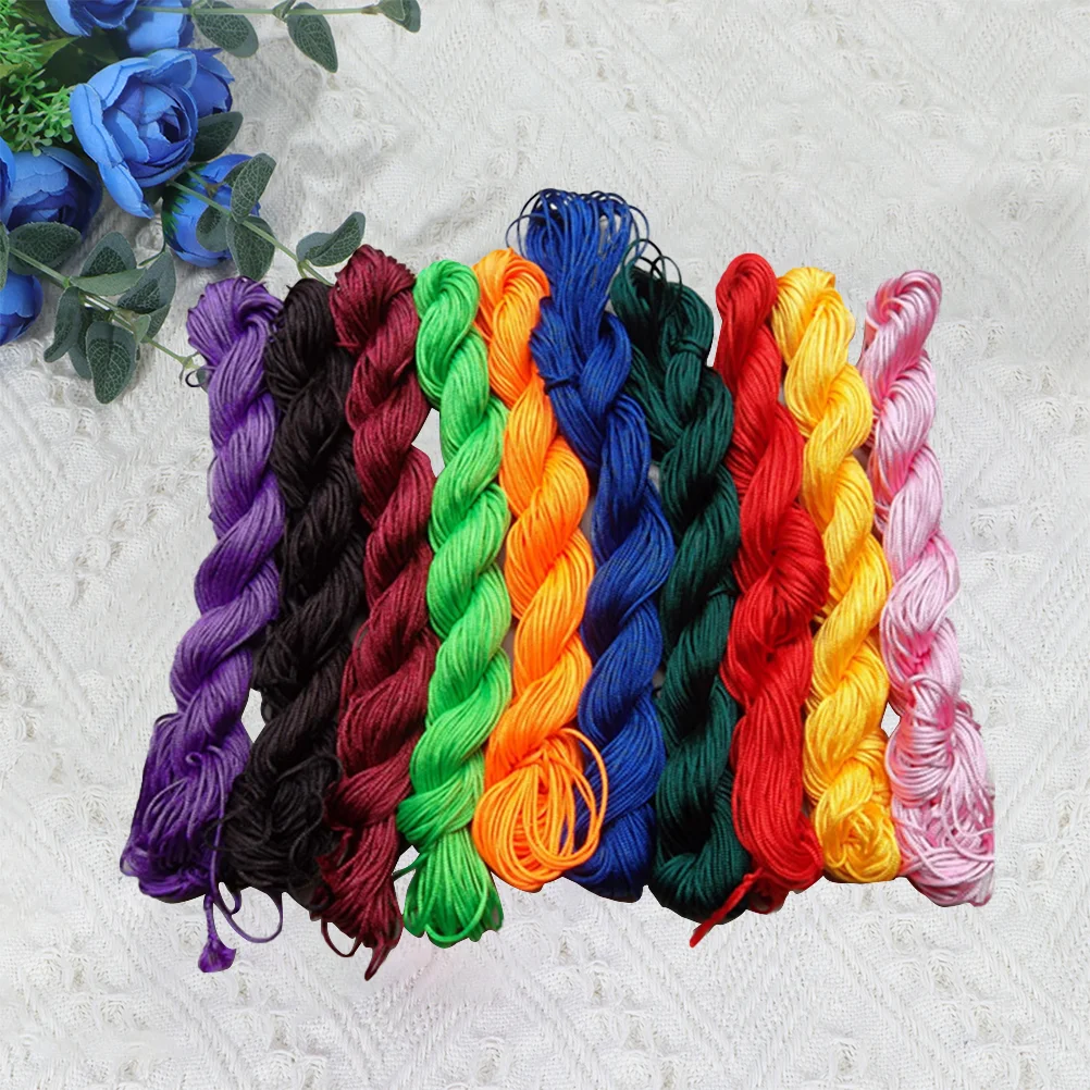 

10 1mm 10 Colors Polyester Satin Trim Cords Rattail Rope String Weaving Thread Perfect for Jewelry Necklace Beading Making,