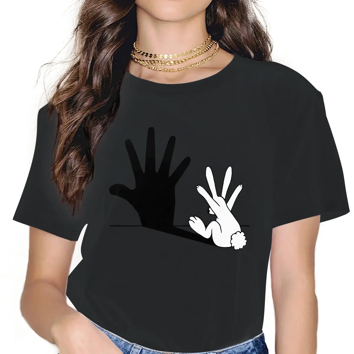 Leisure Hand Shadow Classic T-Shirts for Women Round Neck Cotton T Shirt Bunny Rabbit Cute Animal Docile Short Sleeve Tee Shirt
Leisure Hand Shadow Classic T-Shirts for Women Round Neck Cotton T Shirt Bunny Rabbit Cute Animal Docile Short Sleeve Tee Shirt