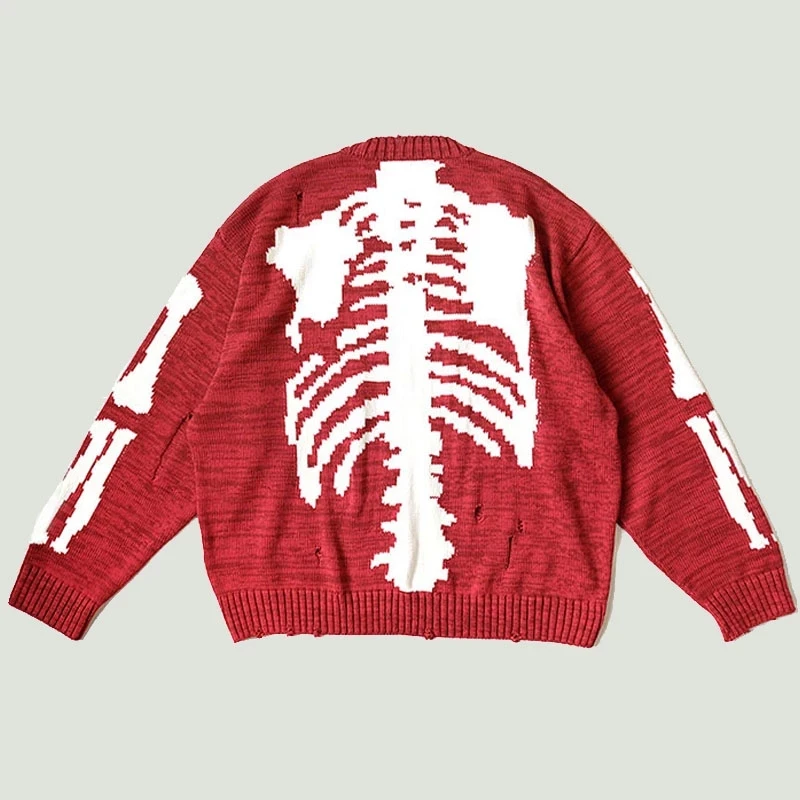 High Street Oversized Vintage Skeleton Printed Knitted Sweaters Mens Hip Hop Casual Cotton Loose Ripped Design Pullovers Unisex
High Street Oversized Vintage Skeleton Printed Knitted Sweaters Mens Hip Hop Casual Cotton Loose Ripped Design Pullovers Unisex